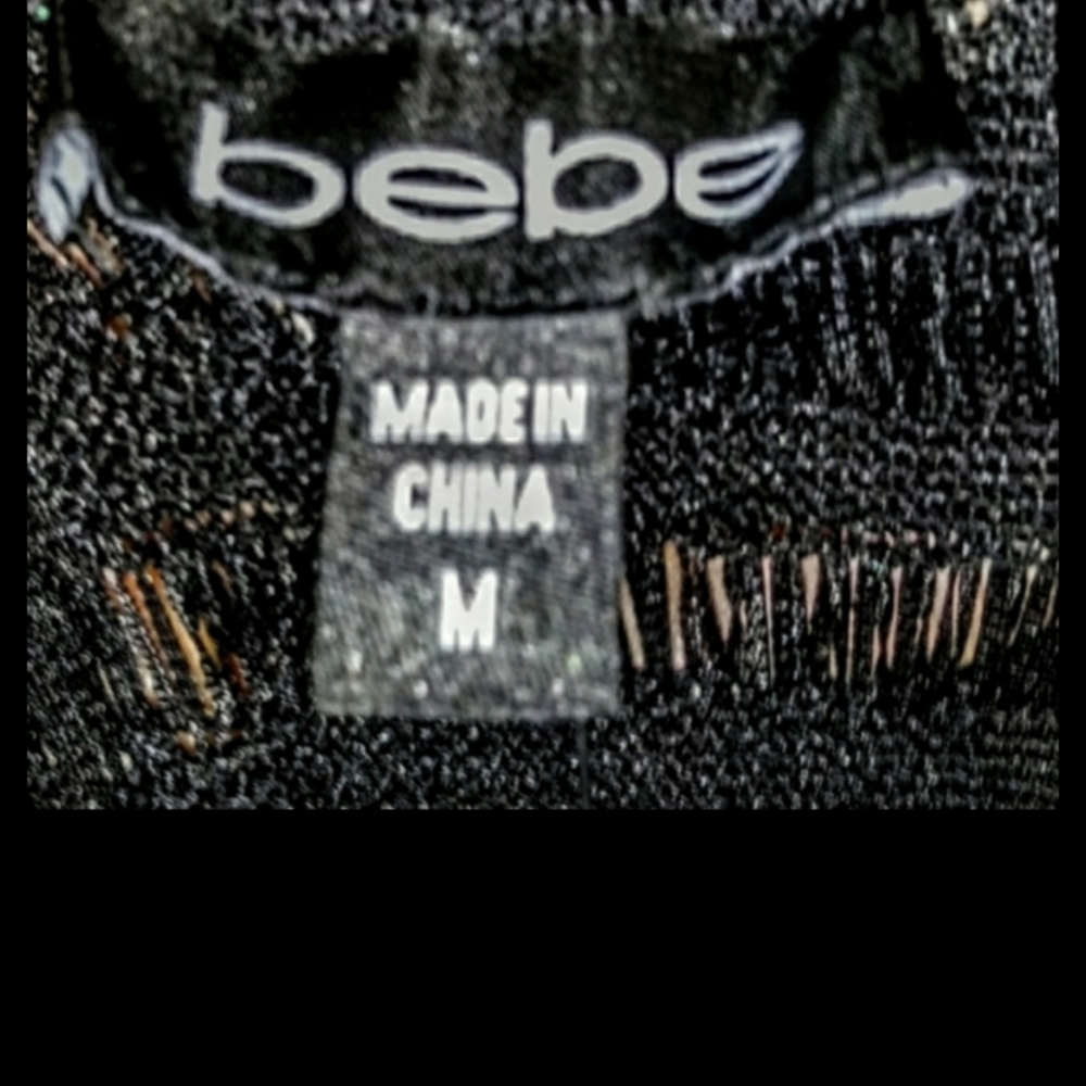 Bebe Black Knit Top Ribbed Dolman Size Medium NWT - Picture 9 of 10